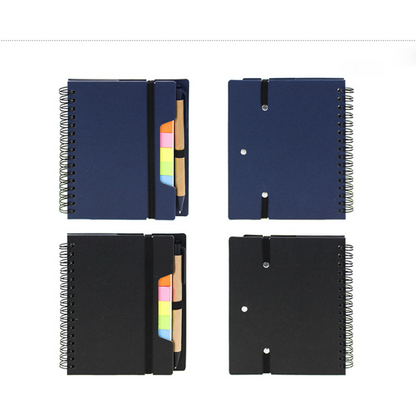 Business Notebook with Elastic Band Closure, Ruler, Pen, Sticky Notes, 70 Sheets, 4.7" x 5.7", MOQ50