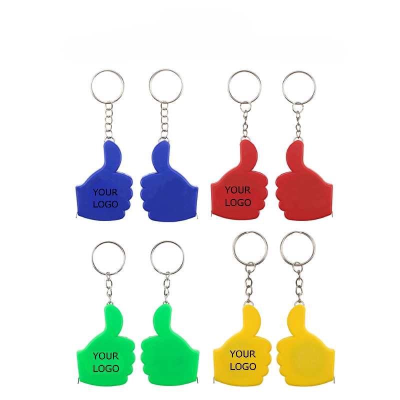 Colorful Thumb-up Tape Measure, 1M, Key Ring, Key Chain, MOQ 100