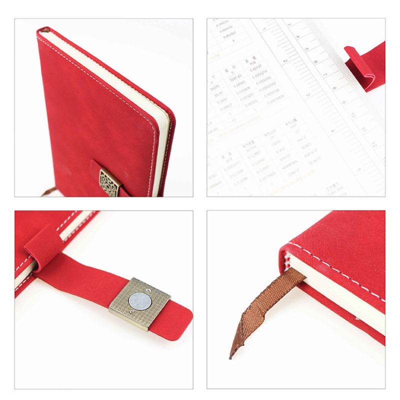 Cotton Leather Cover Notebook, Classic Window Cut Buckle Notebook, 5.7" x 8.5", MOQ 10