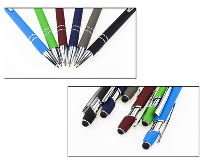 Ballpoint Pens with Stylus Tip, Soft Touch Click Stylus Pen, Retractable Metal Stylus Pens, MOQ 10