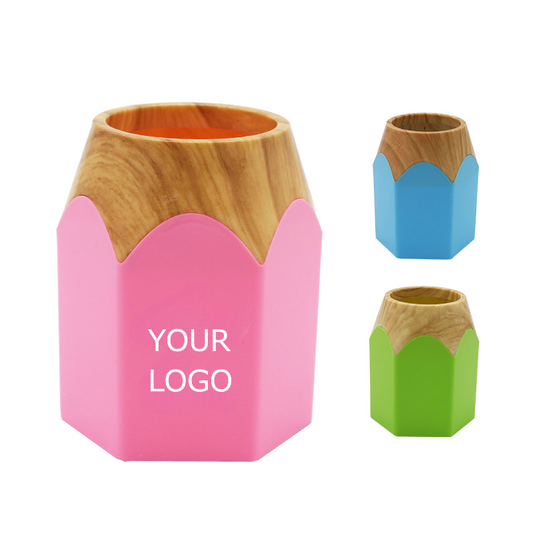 Wood Grain Pencil-shaped Pen Cup Holder MOQ 10