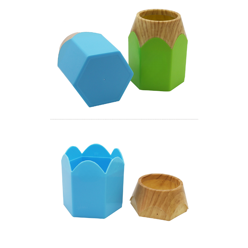 Wood Grain Pencil-shaped Pen Cup Holder MOQ 10