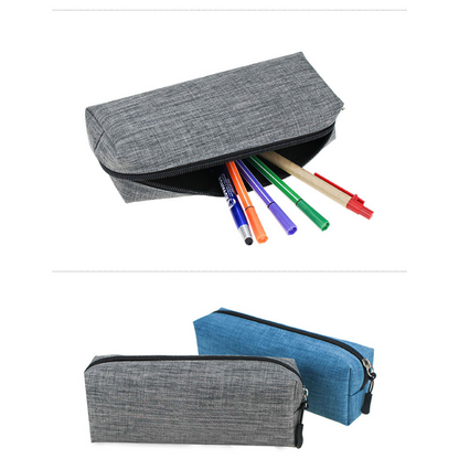 Cationic Fabric Large Storage Zipper Square-shaped Corners Pencil Pouch MOQ 10