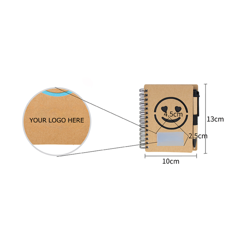 Eco Friendly Notepad with Lovely Smiley Face, included a Pen, 4" x 5", 70 Sheets, MOQ 50