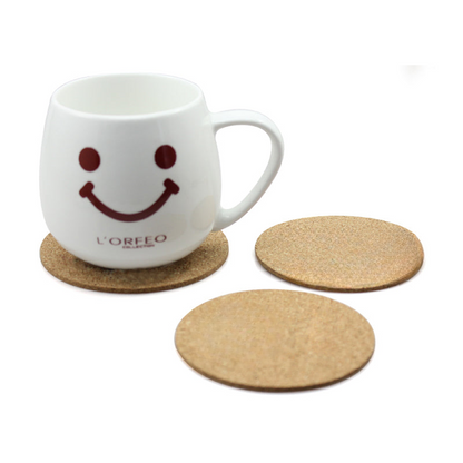 Round Cork Coaster,  3.5" x 3.5" Absorbent Cork Coasters for Cups & Mugs, Heat Resistant Bar Coasters , MOQ 100