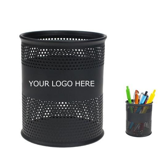 Mesh Pen Cup, Metal Pen/Pencil Holder for Desk, Mesh Metal Pen Organizer, 3.2" x 3.9", MOQ 10