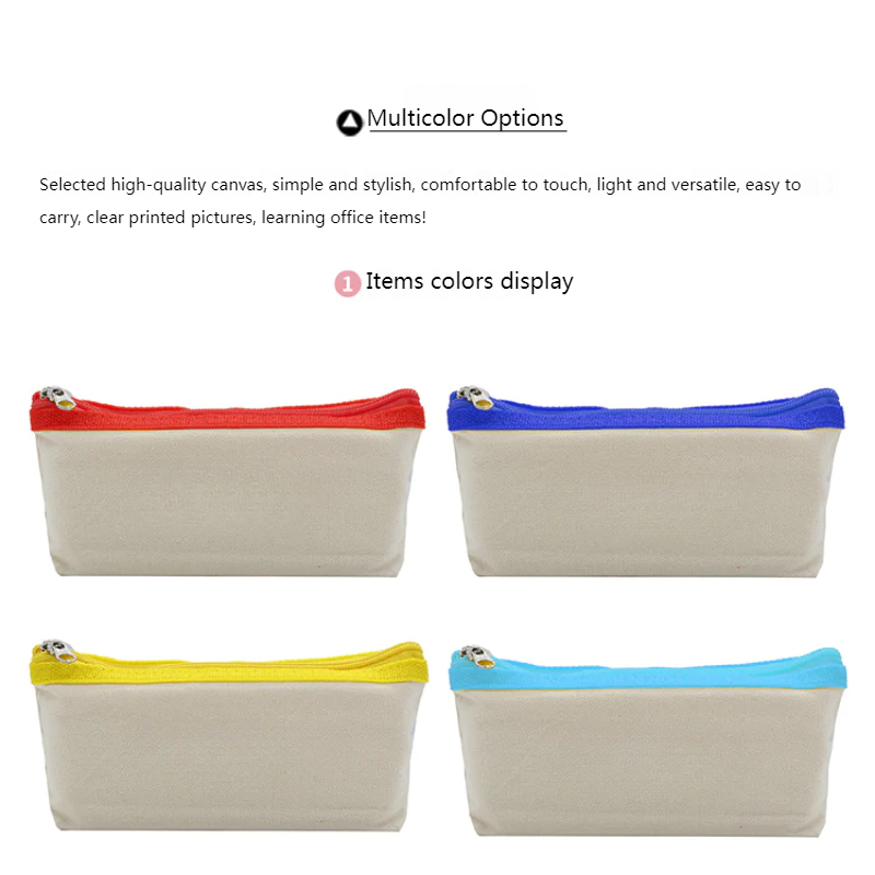 Pencil Case Pouch with Colorful Zipper MOQ 10