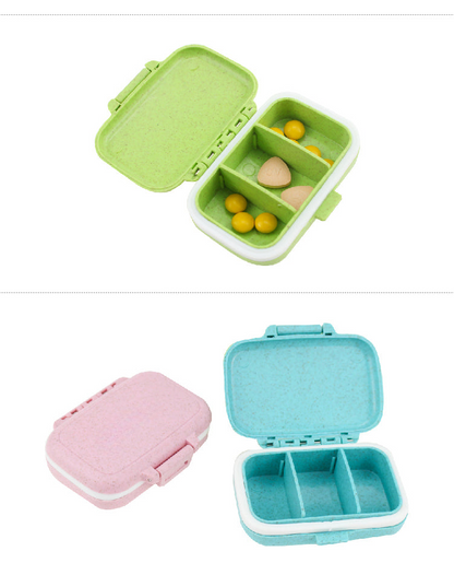 Meta-U Small Wheat-Straw Pill Box,  Compartments Travel Medication Carry Case, Daily Vitamin Organizer Box, MOQ 10