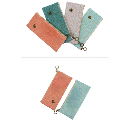 Simple Cotton Linen Pencil Case Student Stationery Pouch Bag MOQ 10