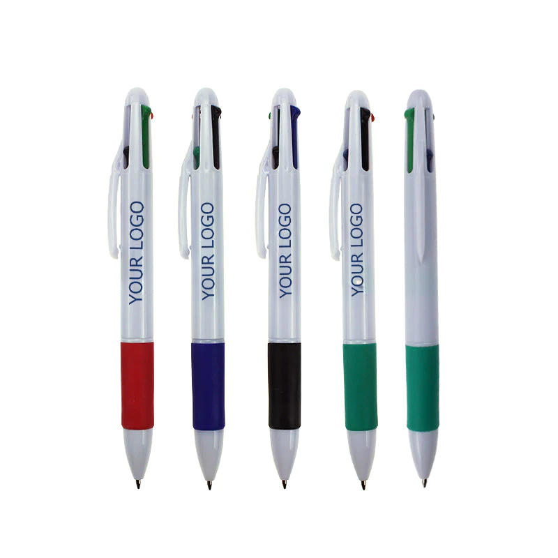 4-in-1 Multicolor Ballpoint Pen for Business, White Barrel, MOQ 10