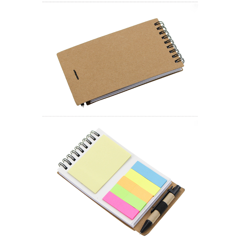 Vertical Spiral Notepad with a pen in Holder, Sticky Notes, 6" x 3.5", MOQ 50