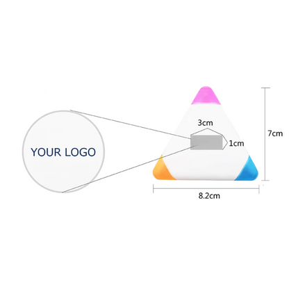 Mini Triangle Highlighters, 3 in 1 Fluorescent Marker Pen, Brush Tip Highlighter for Note Taking, MOQ 10