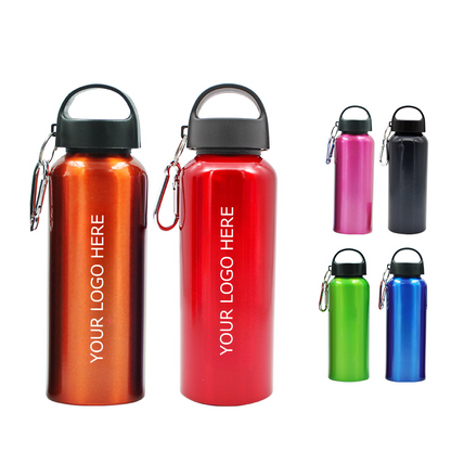 Colorful Aluminum Water Bottle 500ML, Sports Bottle Leak Proof Travel Bottles with Buckle and Twist Cap, MOQ 10