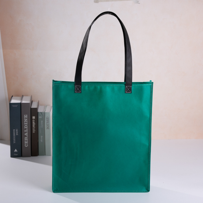 15" x 17"x 3" Customized Creative Color-blocking Nonwoven Tote Bag with a Front Pocket