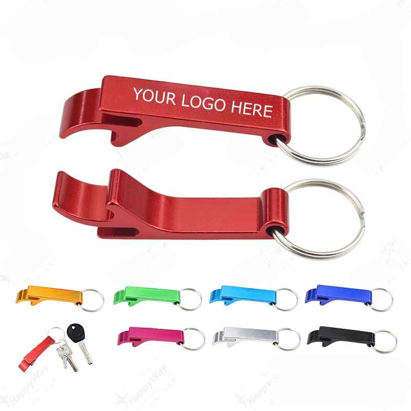 Colored Aluminum Bottle / Can Opener Keychain, Small Practical Flat Bottle Opener for Party Favor, MOQ 20