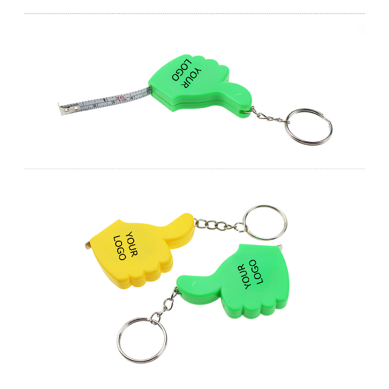 Colorful Thumb-up Tape Measure, 1M, Key Ring, Key Chain, MOQ 100