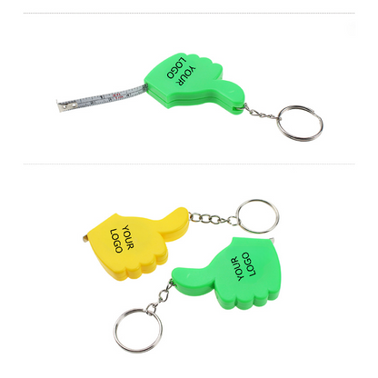 Colorful Thumb-up Tape Measure, 1M, Key Ring, Key Chain, MOQ 100