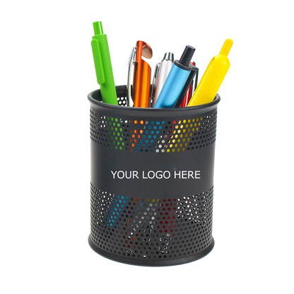 Mesh Pen Cup, Metal Pen/Pencil Holder for Desk, Mesh Metal Pen Organizer, 3.2" x 3.9", MOQ 10