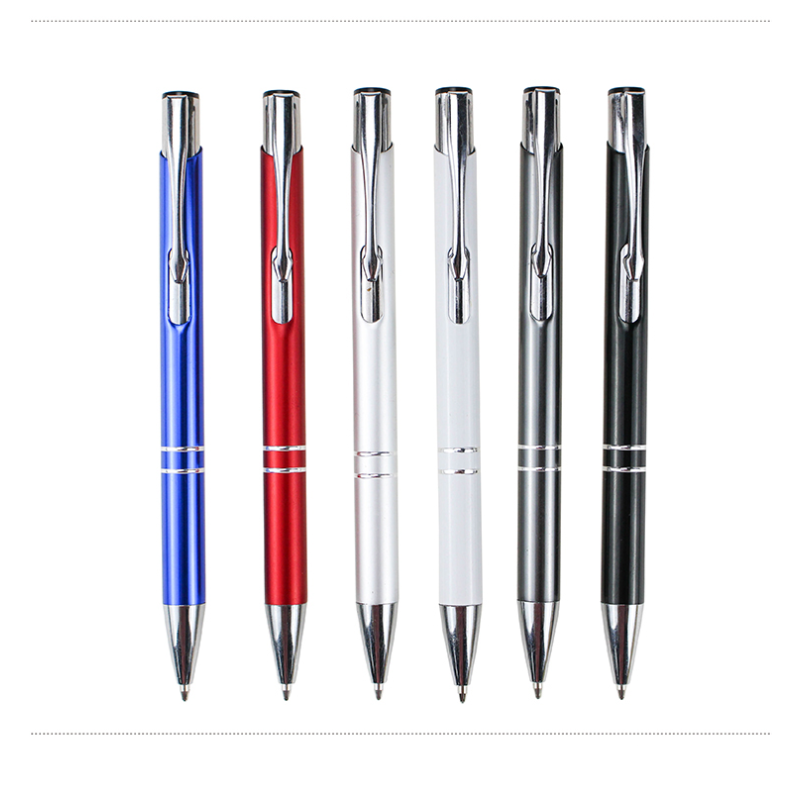 Retractable Ballpoint Pen with Aluminum Barrel, Black Ink, MOQ 1