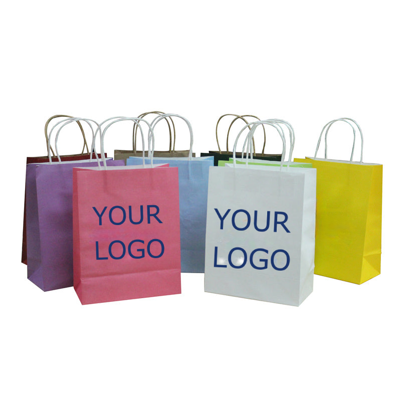 Kraft Paper Bags with Handles , Eco-Friendly Gift Bags - Medium Size, 10.6" X 8.3"  X 4.3", MOQ 100