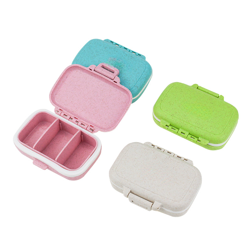 Meta-U Small Wheat-Straw Pill Box,  Compartments Travel Medication Carry Case, Daily Vitamin Organizer Box, MOQ 10