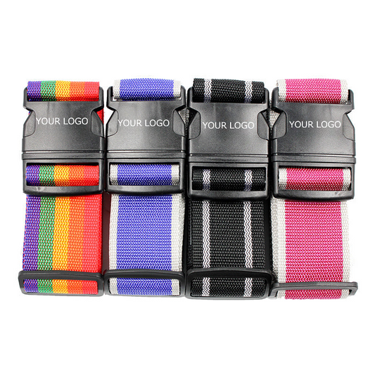 Adjustable Colorful Luggage Straps, Wide Travel Secure Belt for Suitcase with Name ID Card, MOQ 50