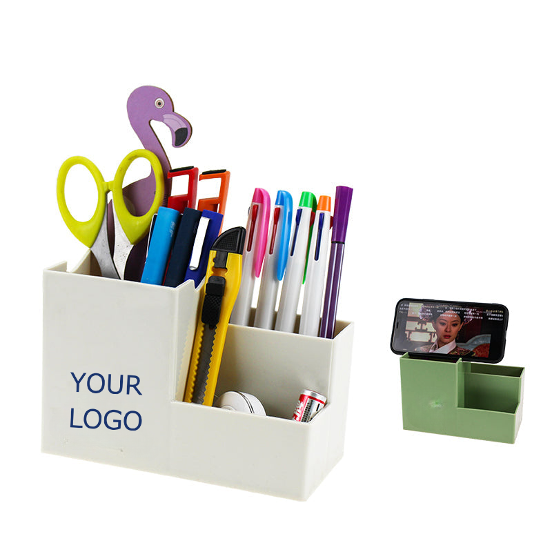 Multi-functional Pen Holder, Desktop Stationary Organizer, 3 Compartments, Plastic, 5.9" x 3.9" x 3", MOQ 10